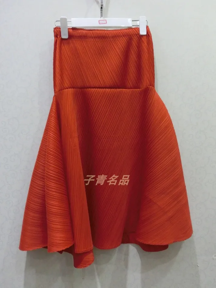 Miyake fold модная однотонная Асимметричная полуюбка