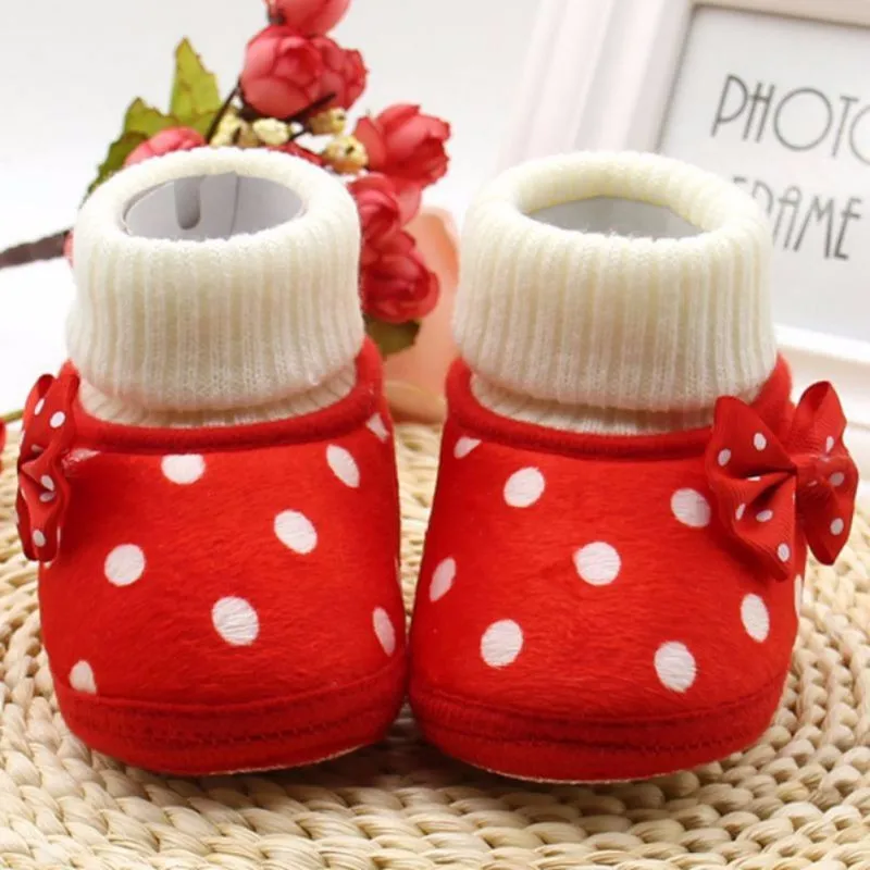 Мягкая и теплая детская обувь для новорожденных Детское платье с бантом флисовые зимние ботинки ботиночки Белая обувь принцессы LM58 новое поступление
