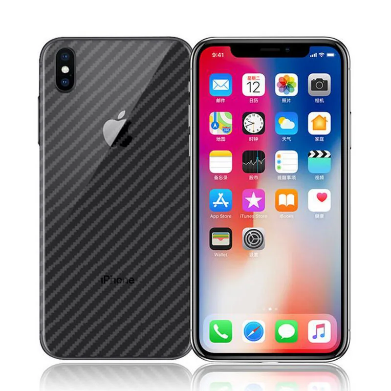 

2 X Anti-Scratches Clear Protective Film Carbon Fiber Screen Protector Sticker For iphone XR XS X Max Back Panel Cover Skin