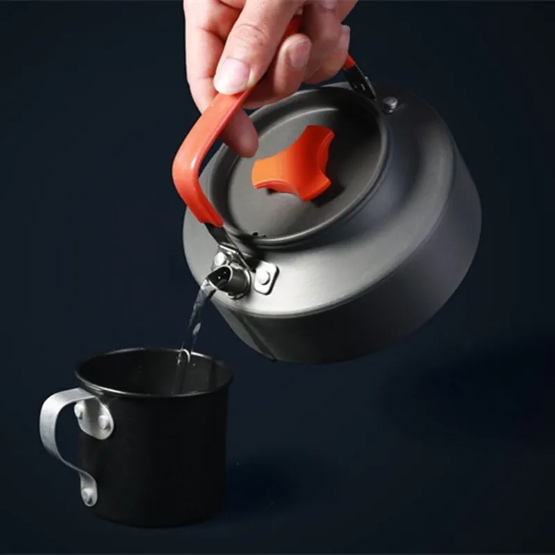 Portátil al aire libre 1.1L ultraligero cantina de aleación de aluminio té hervidor jarra cocinar conjunto al aire libre vajilla para acampar Picnic