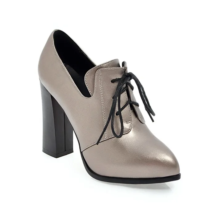 Meotina/женские туфли-лодочки; женская обувь на высоком каблуке с острым носком; обувь на толстом каблуке со шнуровкой; коллекция года; сезон весна; модная женская обувь; роскошный черный цвет - Цвет: As picture