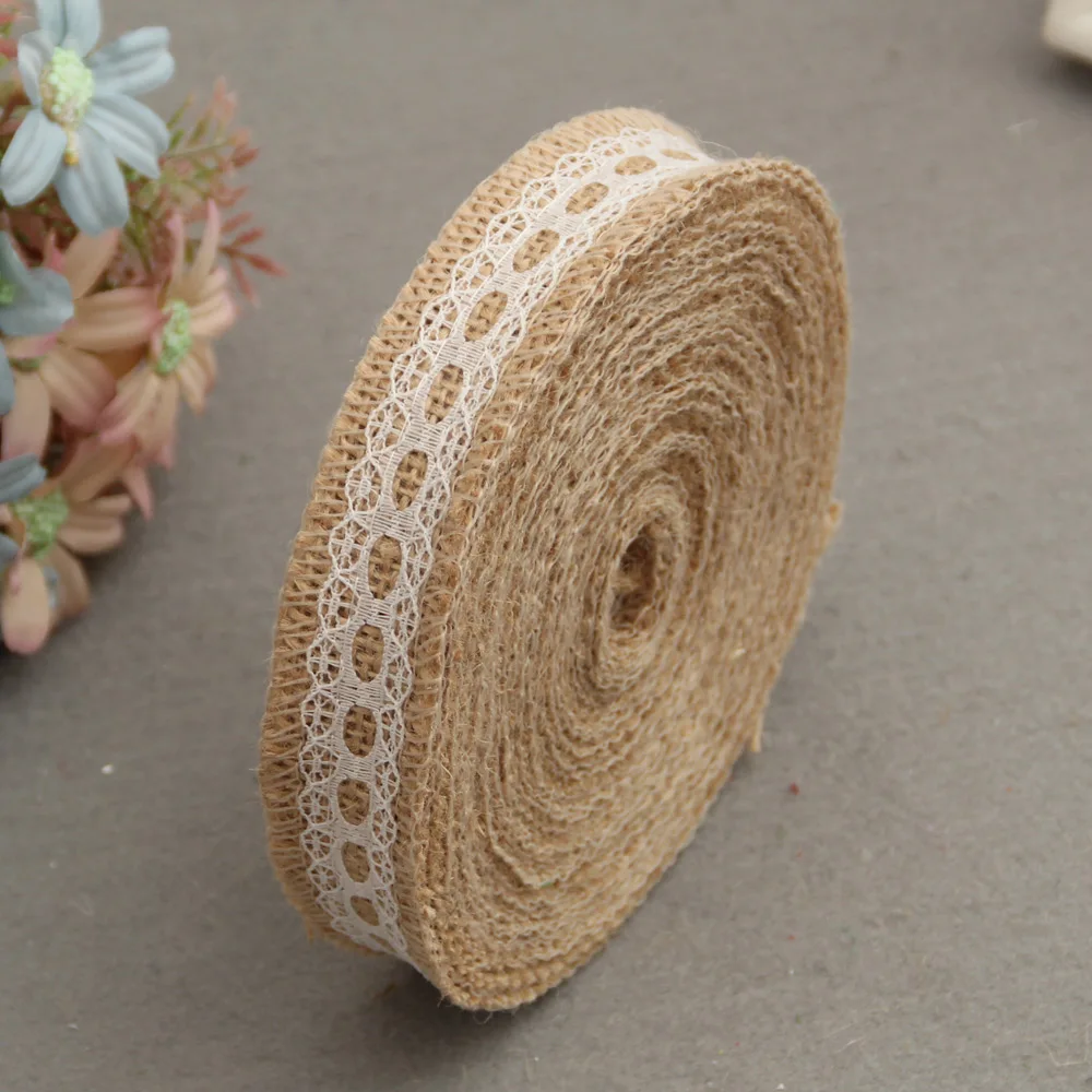 Burlap Lace Ribbon Naler 9-Roll Burlap Ribbon With Lace - Natural Hessian  Twine For Crafts \u0026 Wedding Decor Rustic Decor, image size:1000x1000