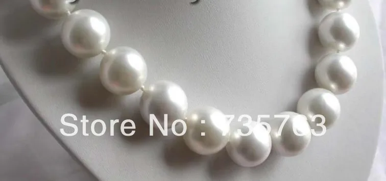

NEW 00732 Huge 18" Natural 20mm White Shell Pearl Necklace