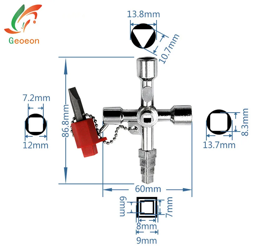 Geoeon 1 шт. 4 в 1 Baota с перекрестным ключом многофункциональный клапан водомера ключ практичный ручной ключ инструмент A54