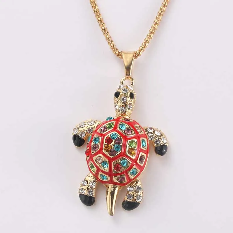 

Beautiful Little Turtle Shiny Crystal Rhinestone Long-Wall Sweater Necklace and Pendant Necklace Gift Jewelry for Women