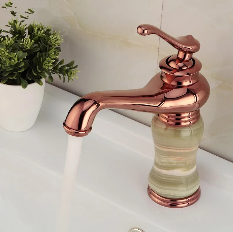 Euro Luxury Style Bathroom Rose Gold finish Basin Faucet / Brass Mixer