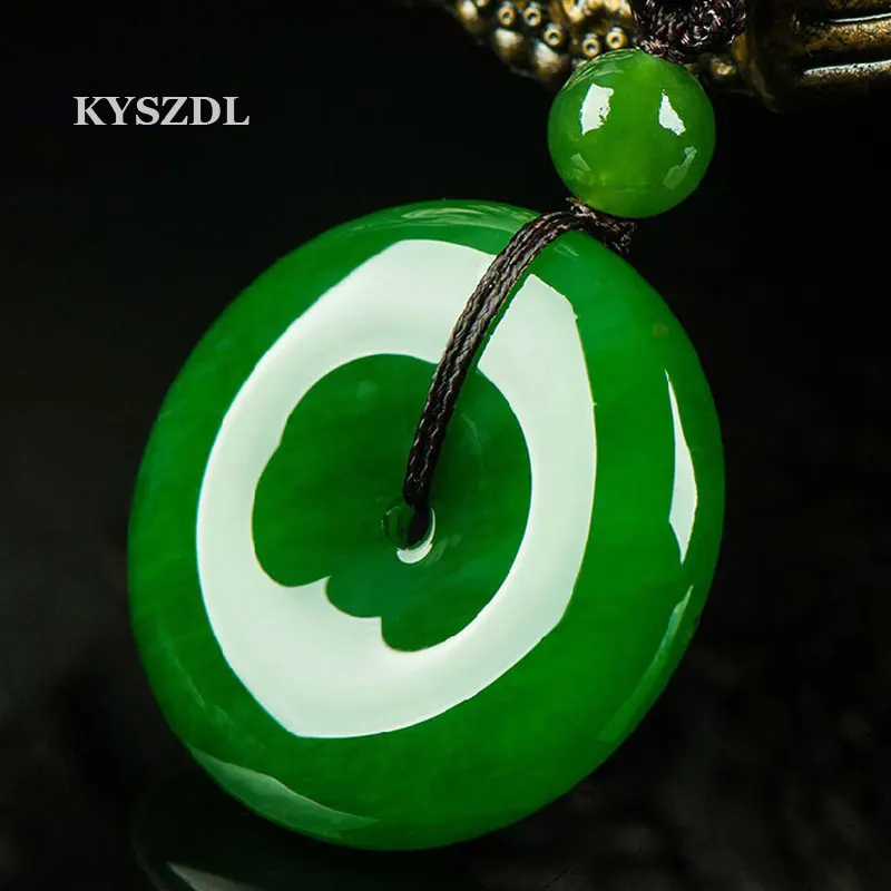 

KYSZDL natural green yu stone Sweater chain Safety buckle pendant fashion men and women Jewellery gift free necklace rope