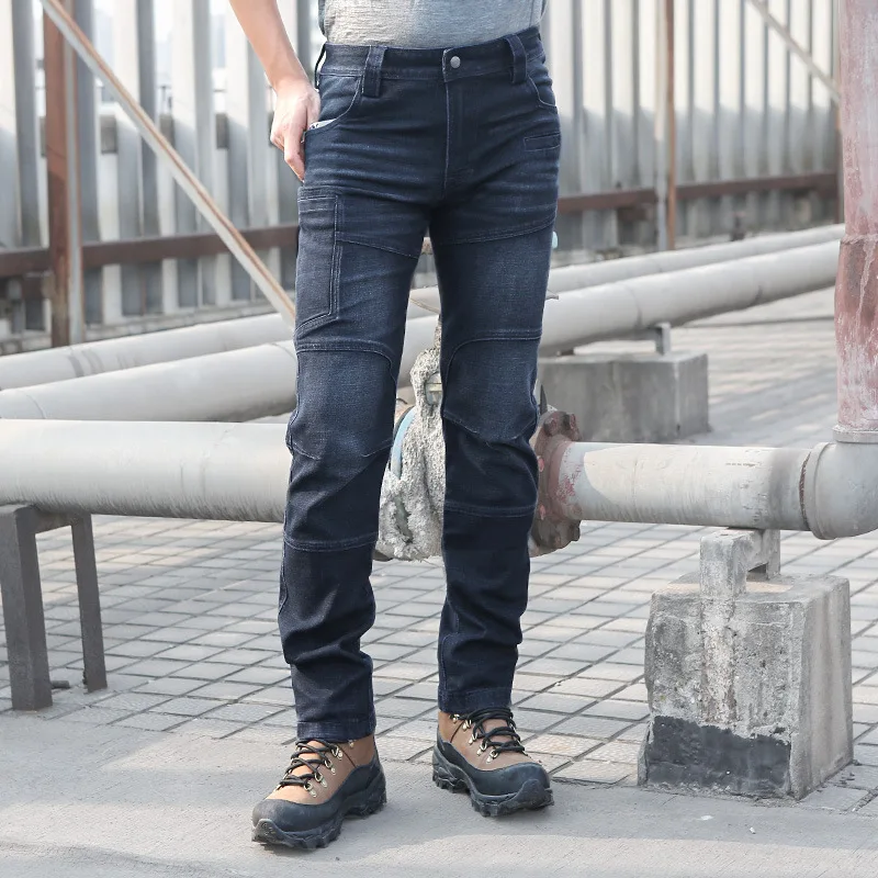 Для мужчин Тактические Джинсы джинсовые штаны джинсы-стретч брюки удобные полная длина нескольких карманов пригородных укрепить леггинсы