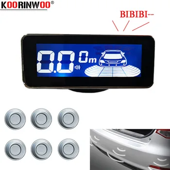 

Koorinwoo LCD Screen Voice/BEEP Car parking Sensors Radars Front Probes Reverse Parktronic Alert parking System Black Silver Red