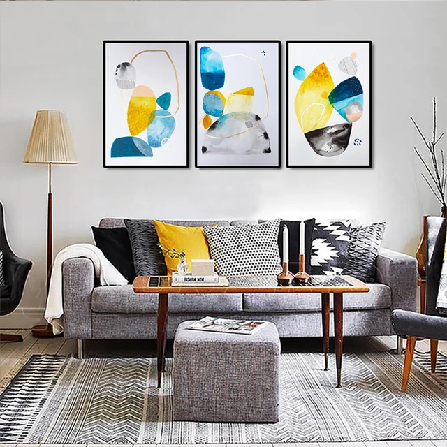 Us 3 85 45 Off Nordic Watercolor Abstract Canvas Painting Living Room Bedroom Color Block Decorative Posters And Prints In Painting Calligraphy