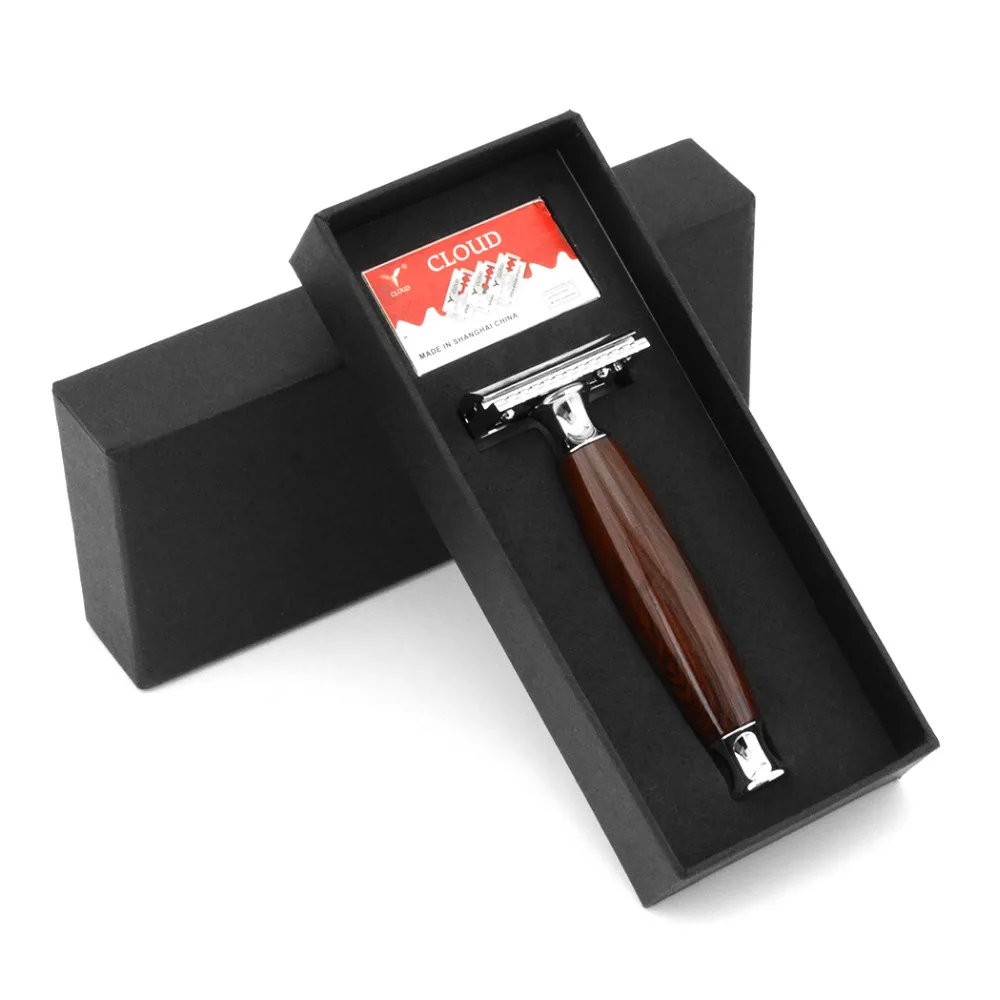 Men Double Edge Safety Razor Blades Classic Short Handle Barber Shaving