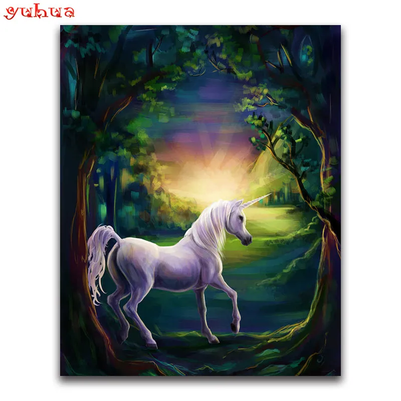 Full Square Diamond mosaic colorful 5D DIY painting Cross stitch Animal Horse Round embroidery dierlijk Unicorn | Дом и сад