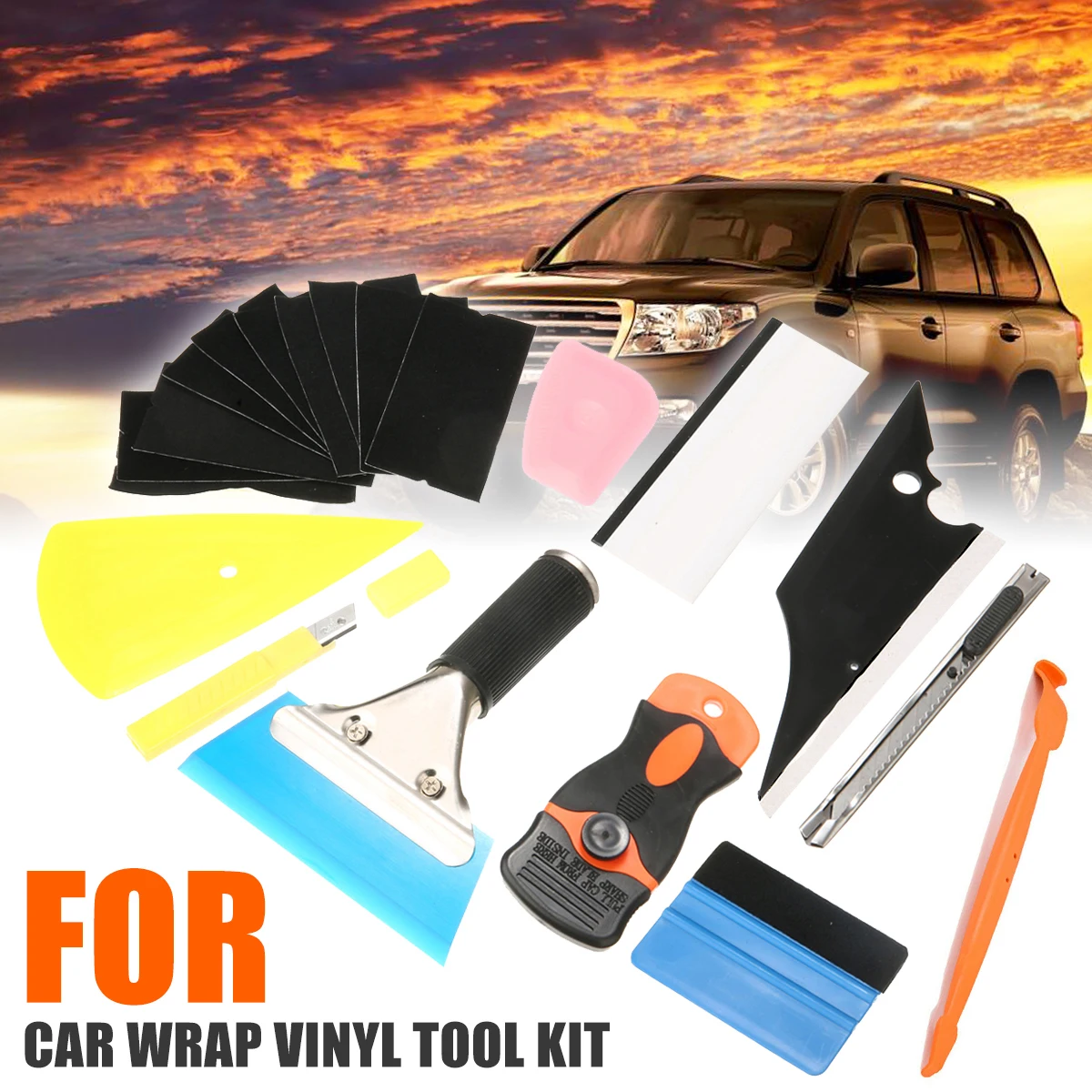 Mayitr 28in1 Car Window Tint Wrap Vinyl Film Apply Tool Kit Squeegee Scraper Blade DIY Tools