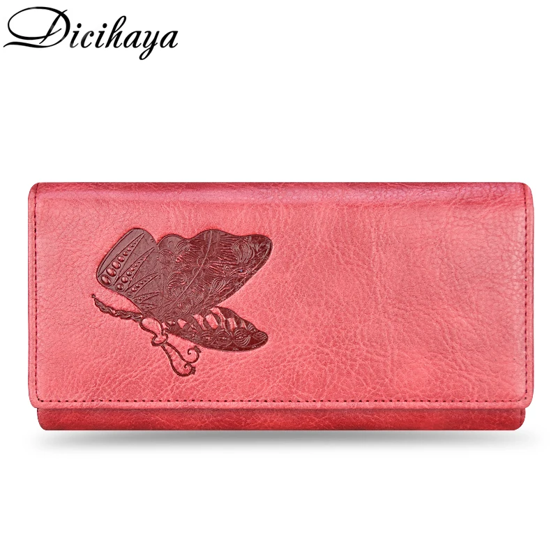 DICIHAYA جلد طبيعي النساء محفظة طويلة محفظة فراشة النقش محافظ الإناث بطاقة أصحاب Carteira الأنثوية الهاتف حقيبة DICIHAYA جلد طبيعي النساء محفظة طويلة محفظة فراشة النقش محافظ الإناث بطاقة أصحاب Carteira الأنثوية الهاتف حقيبة