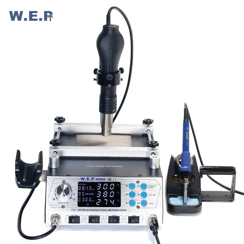 WEP 853AAA+ Program -Controlled BGA Rework Station Automatic Preheating Hot Air Gun Desoldering Solder Iron Soldering Station WEP 853AAA+ Program -Controlled BGA Rework Station Automatic Preheating Hot Air Gun Desoldering Solder Iron Soldering Station