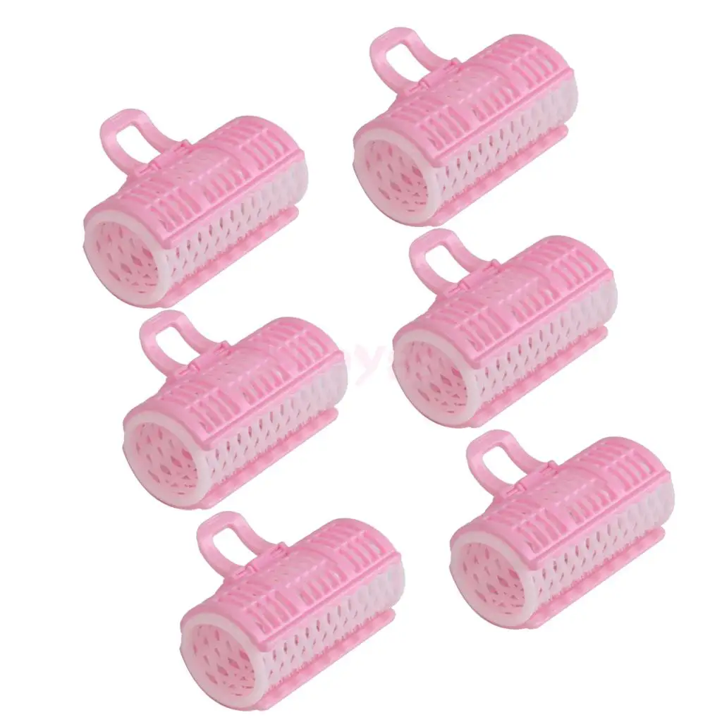 Beauty 6 Pieces Pink Plastic Rollers Hair Curlers Styling Tool for Hair