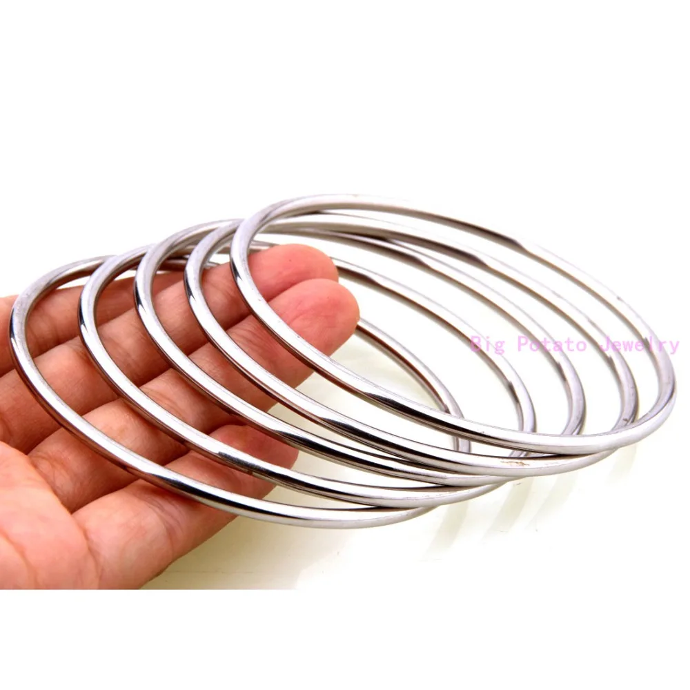 Заводская цена 3 мм 5 шт. серебристый 316L Нержавеющая сталь Очаровательная Для женщин женское Подарок Браслет аксессуар 68 мм внутренняя топ Лидер продаж 63 г