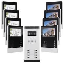 DIYSECUR 4.3″ 4-Wired Apartment Video Door Phone Audio Visual Intercom Entry System IR Camera For 8 Families
