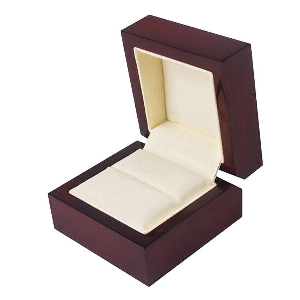 

Vintage Solid Wooden Jewellery Box Gift Holder Wedding Ring Band Case Antique Display