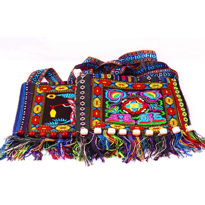 Hmong винтажный китайский национальный стиль Этническая сумка на плечо вышивка Бохо хиппи-кисточка сумка-тоут