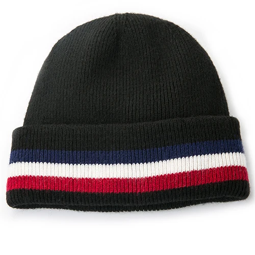 Sedancasesa, новинка,, мужская шапка, вязаная, шерстяная, теплая, мужская шапка, в полоску, модная, Мужская зимняя шапка, Skullies Beanies - Цвет: Black One Size