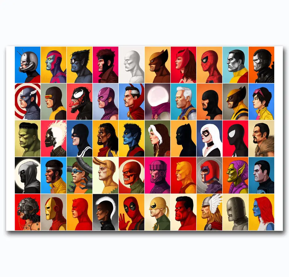 

Art Print Hot Marvel Superheroes Comic Iron Man Hulk Spider Man 14x21 24x36 27x40 Inch Silk Poster Wall Canvas Decoration X-290