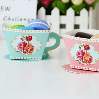 

New Pink Blue Paper Cup Gift Box Transparent Bag Packing Candy Boxes Wedding Decoration Baby Shower Boy Girl Favors Supplies