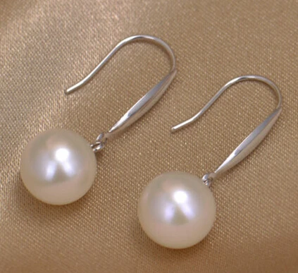 

wb001 New gift AAA 9-10mm white round cultured pearl earrings