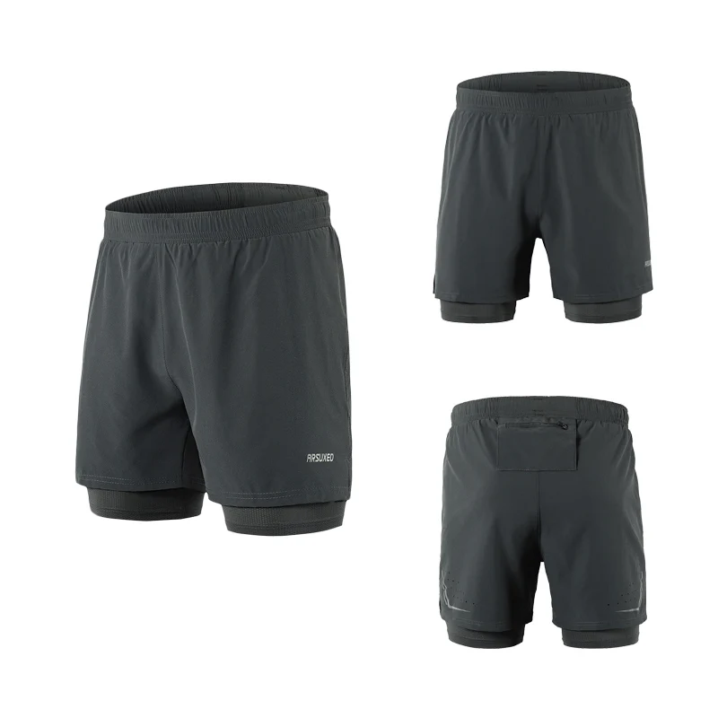 ARSUXEO шорты для бега мужские спортивные шорты 2 в 1 для активных тренировок быстросохнущие B192