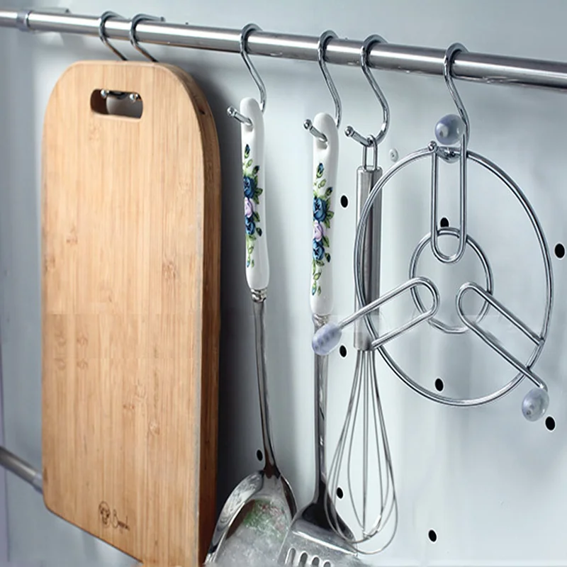 

10Pcs 8.4cm S-Shape Hooks On the Wall for kitchen Metal Sucker Hook for Hanging Stainless Steel Clothes Hanger Storage Organizer