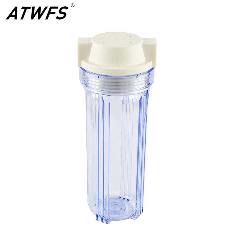 

ATWFS 10" Water Filter Housing 1/4" or 1/2'' Ports Clear Bowl for Undersink / Reverse Osmosis Water Purifier Aquarium