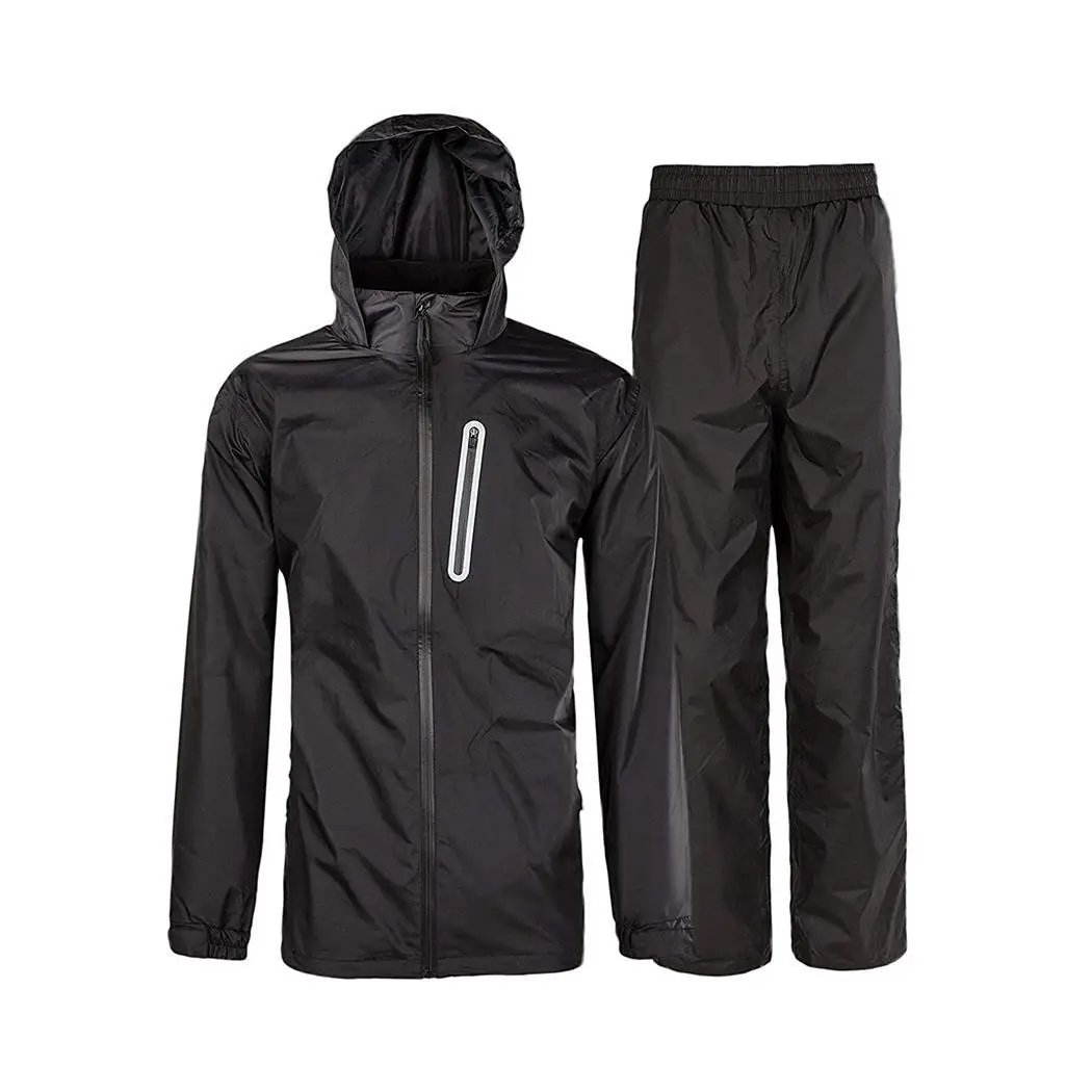 

Men Casual Hooded Long Sleeve Solid Outdoor Sport Zipper Closure All Season Waterproof Windproof Raincoat