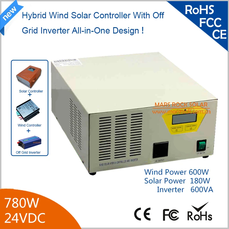 Регулятор солнечной энергии 780w 24V Hybird инвертор 600W Wind + 180w Solar с чистым
