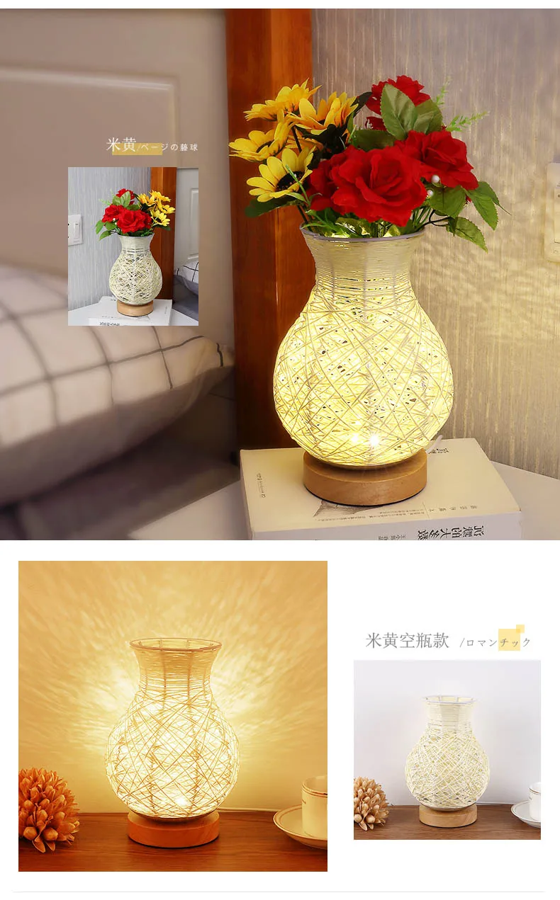 Artpad Современная USB настольная лампа деревянный абажур 5 Вт украшение ночной стол ваза-лампа баночки цветочный держатель столовая гостиная теплый Led - Цвет абажура: light yellow