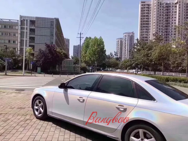 Горячая продажа 1 52x18 м Голографическая Лазерная Хромовая белая Радужная