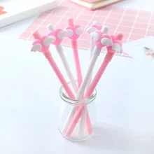 3 шт. розовая в виде сердца крылья шеллак гель ручка DIY офисные Канцелярские и школьные принадлежности Гладкие письма черные или синие чернила 0,5 мм гелевая ручка