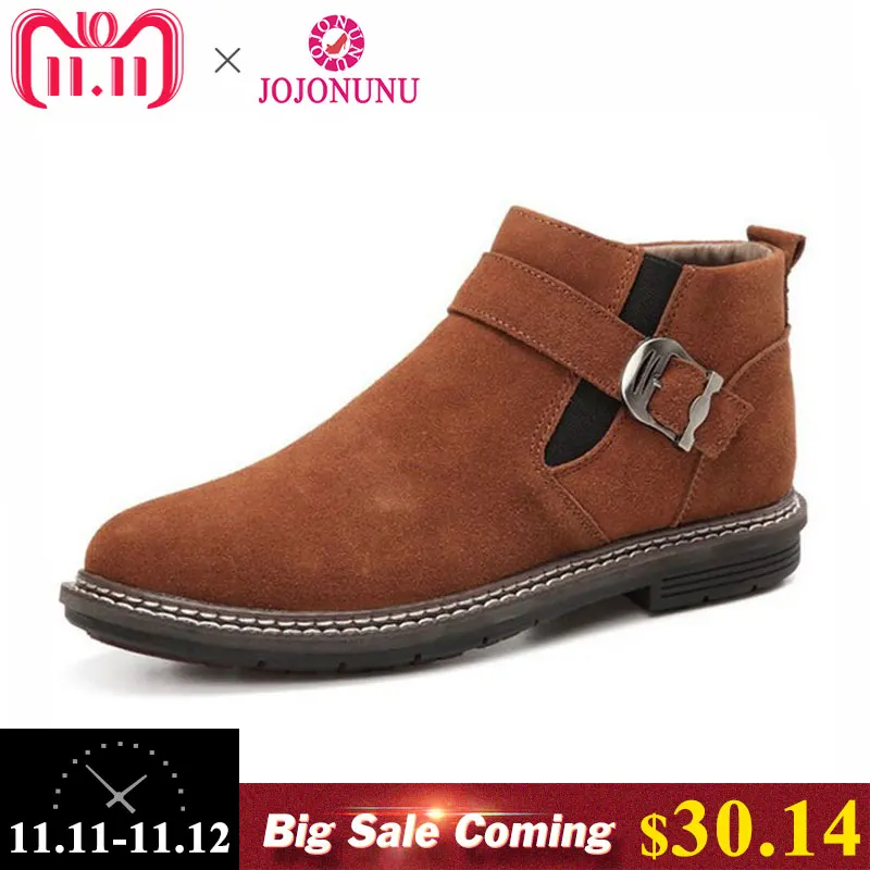 

JOJONUNU Men Ankle Boots High Quality Genuine Leather Men Boots Warm Outdoor Men Chelsea Boots Fashion Men Winter Shoes 38-44