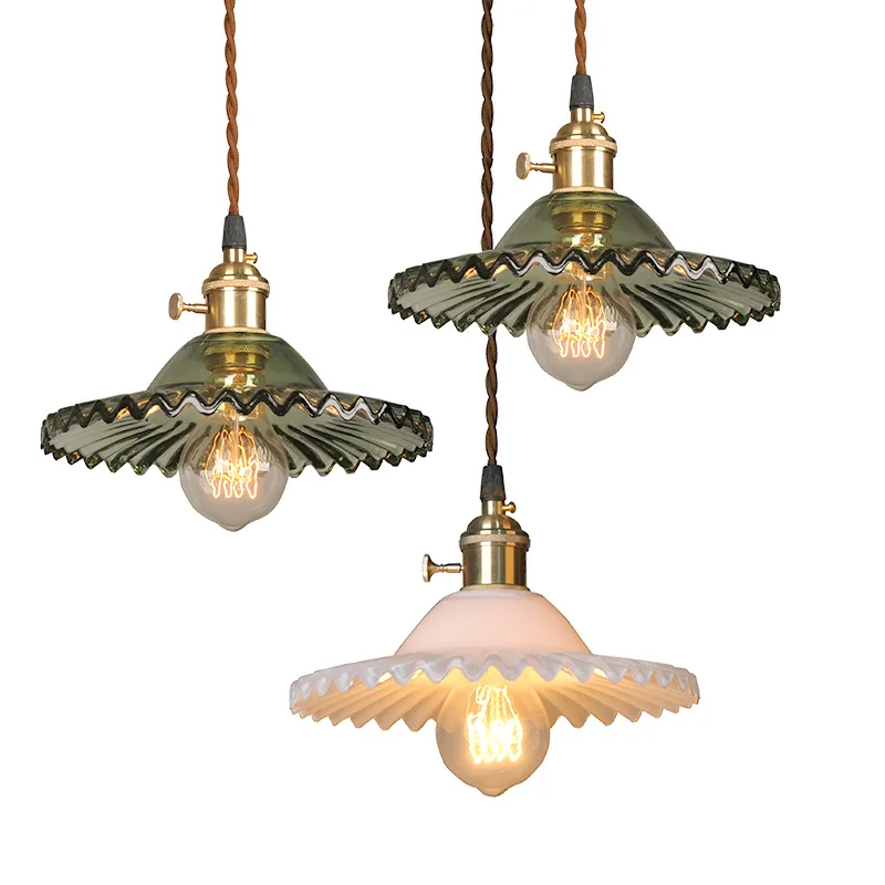 

Old Shanghai Retro Glass Hanging Lamp Creative Single Head Umbrella Style Pendant Light For Restaurant Bar Apartment Home Decor