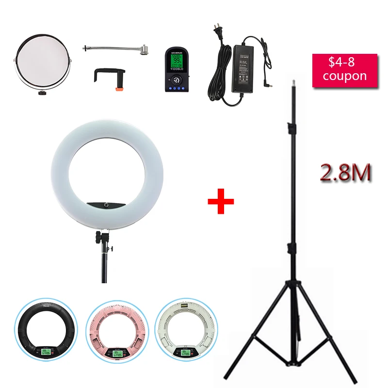 Кольцевая лампа Yidoblo с ЖК дисплеем и штативом 3200K 5600K 480 светодиодов|video light lamp|video