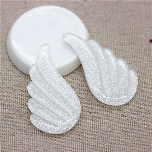 10pcs(5pairs) Shiny White/Pink/Blue Resin Angel Wing Miniature Art Supply Decoration Charm DIY Accessory,22*40mm - Цвет: white 10pcs