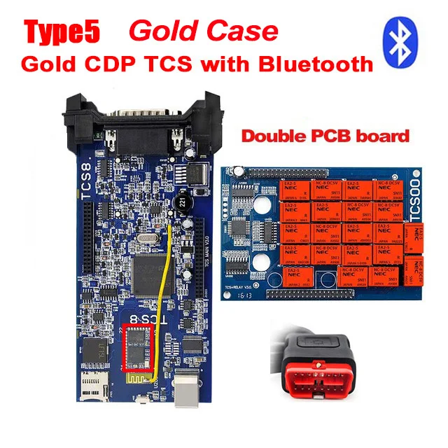 Инструмент CDP TCS Bluetooth OBD 2 R0/,03 keygen программное обеспечение OBDII код считыватель сканер автомобили Грузовики OBD2 диагностический инструмент - Цвет: Gold case BT