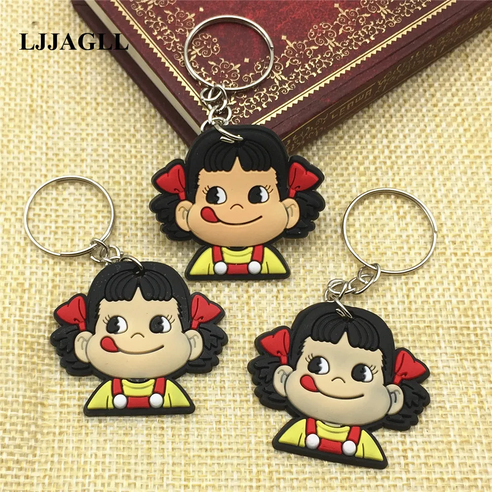 10pcs/lot Fujiya Co Peko Cartoon Trinket Key Chain Ring Kids Toy PVC Pendant Anime Figure Keychain Holder Charms ACT009 | Украшения и