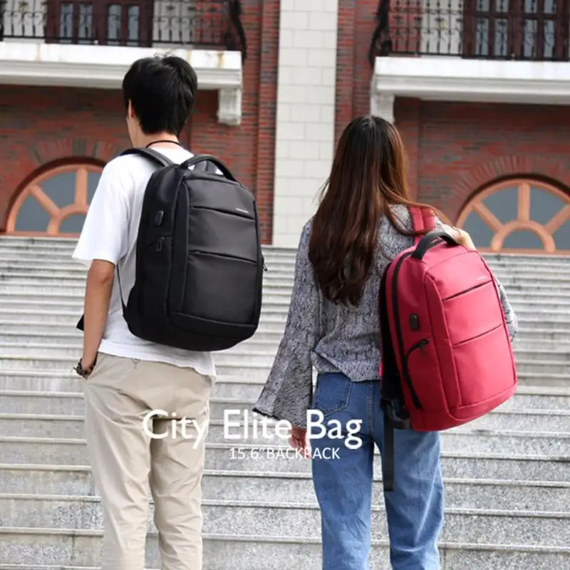 Kingsons модный мужской рюкзак для ноутбука, деловой рюкзак для путешествий, школьная сумка, рюкзак Mochilas, ранец, сумка через плечо - Цвет: Черный