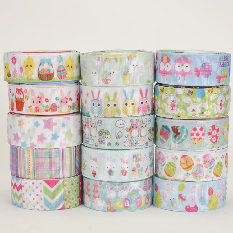 NEW ramdom set mix10 style 22/25mm lively Easter pattern printed grosgrain ribbons 1Y/style | Дом и сад
