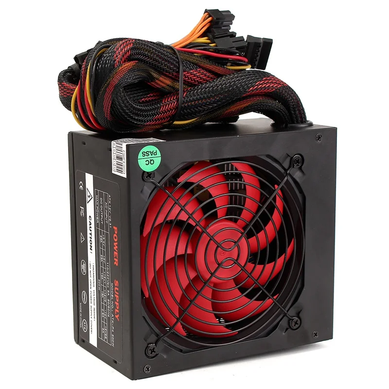 ATX-PC EU Plug 500W 80mm Replacement Cooling Fan ATX 12V Computer Power Supply PC PSU AC 220V Black For Desktop Computers 10 pcs atx pc computer motherboard power cable switch on off reset button computer replacement f19886