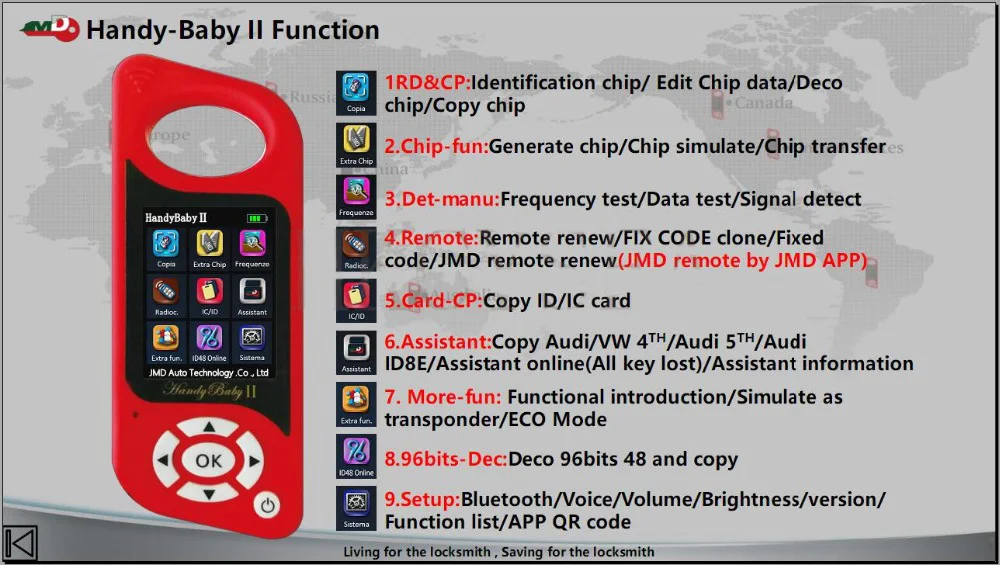 JMD Handy Baby 2 II Ручной Bluetooth ключ чип программатор удаленное обновление/копирование HB2 (02)