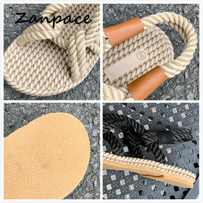 Handmade Women Sandals 2019 Gladiator Flat Heels Sandals Women Hemp Slip on Hemp Shoes Beach Sandals Cross-tied Flat Sandals