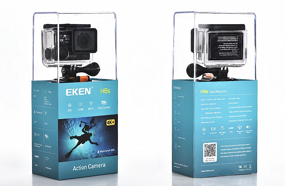 Оригинальная спортивная видеокамера eken H6S 4K+ Ultra HD 14MP с дистанционным управлением EIS Ambarella A12 с чипом Wifi 30 м, водонепроницаемая экшн-камера с датчиком