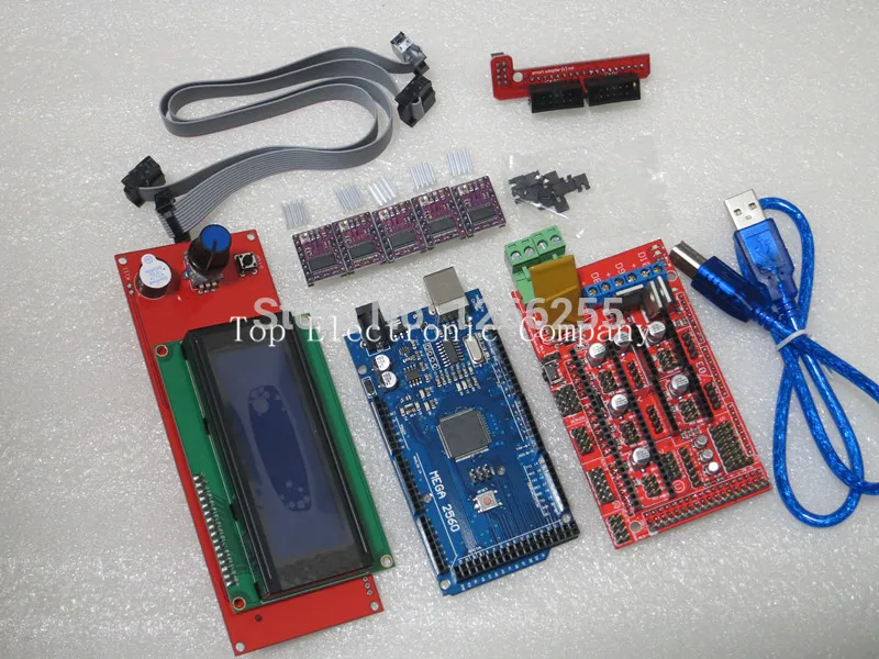  3D Printer kit 1pcs Mega 2560 R3 + 1pcs RAMPS 1.4 Controller+ 5pcs DRV8825 Stepper Motor Drive + 1pcs LCD 2004 controller 