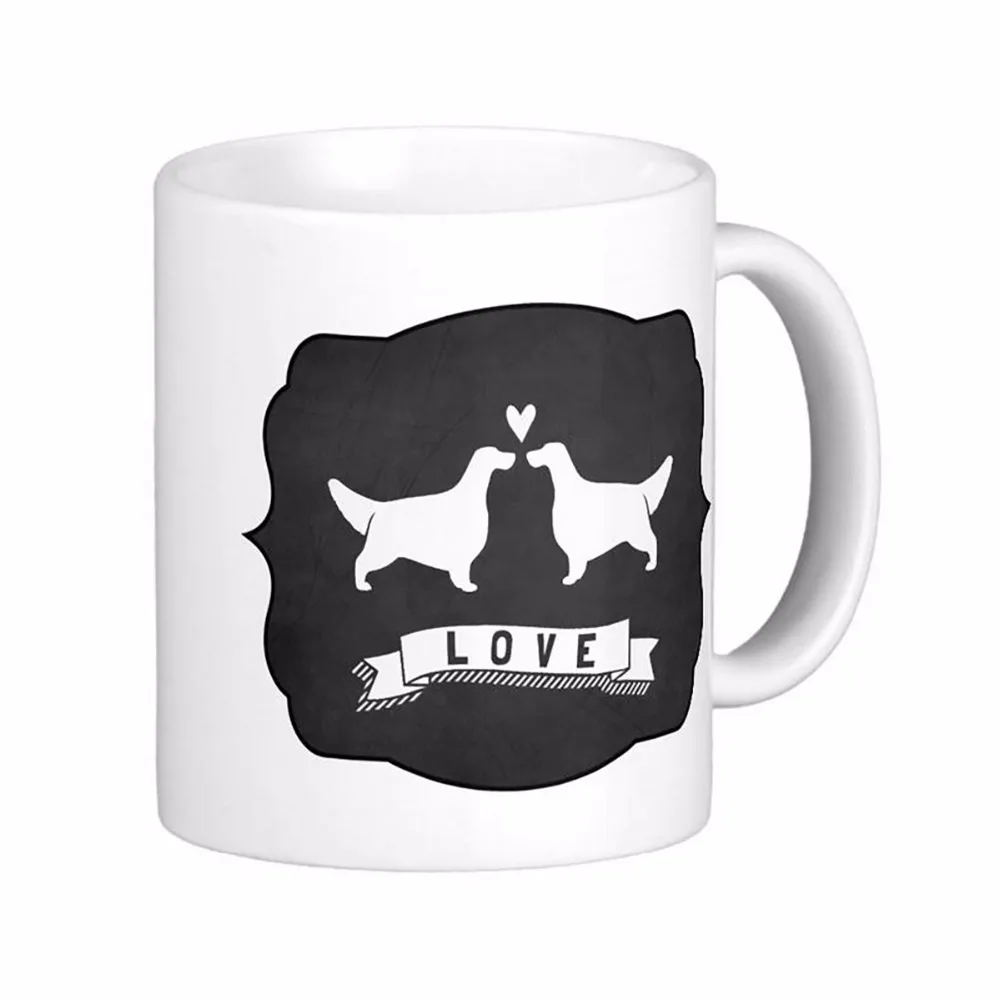 

English Setters Love Silhouettes W Heart White Coffee Mugs Tea Mug Customize Gift By LVSURE Ceramic Mug Travel Coffee Mugs